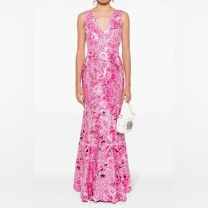 Marchesa Pink Floral Maxi Dress